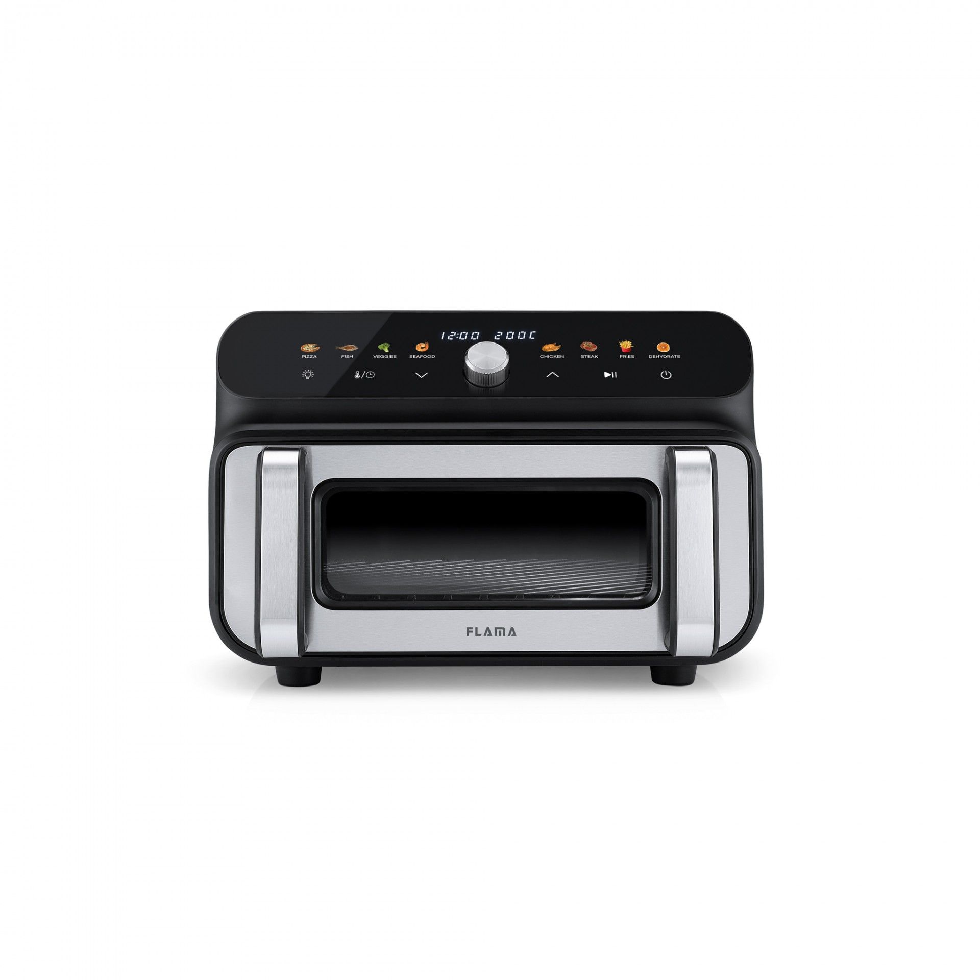 Freidora de aire Flama 678FL, 10 litros, 1400W, digital, parrilla pizza